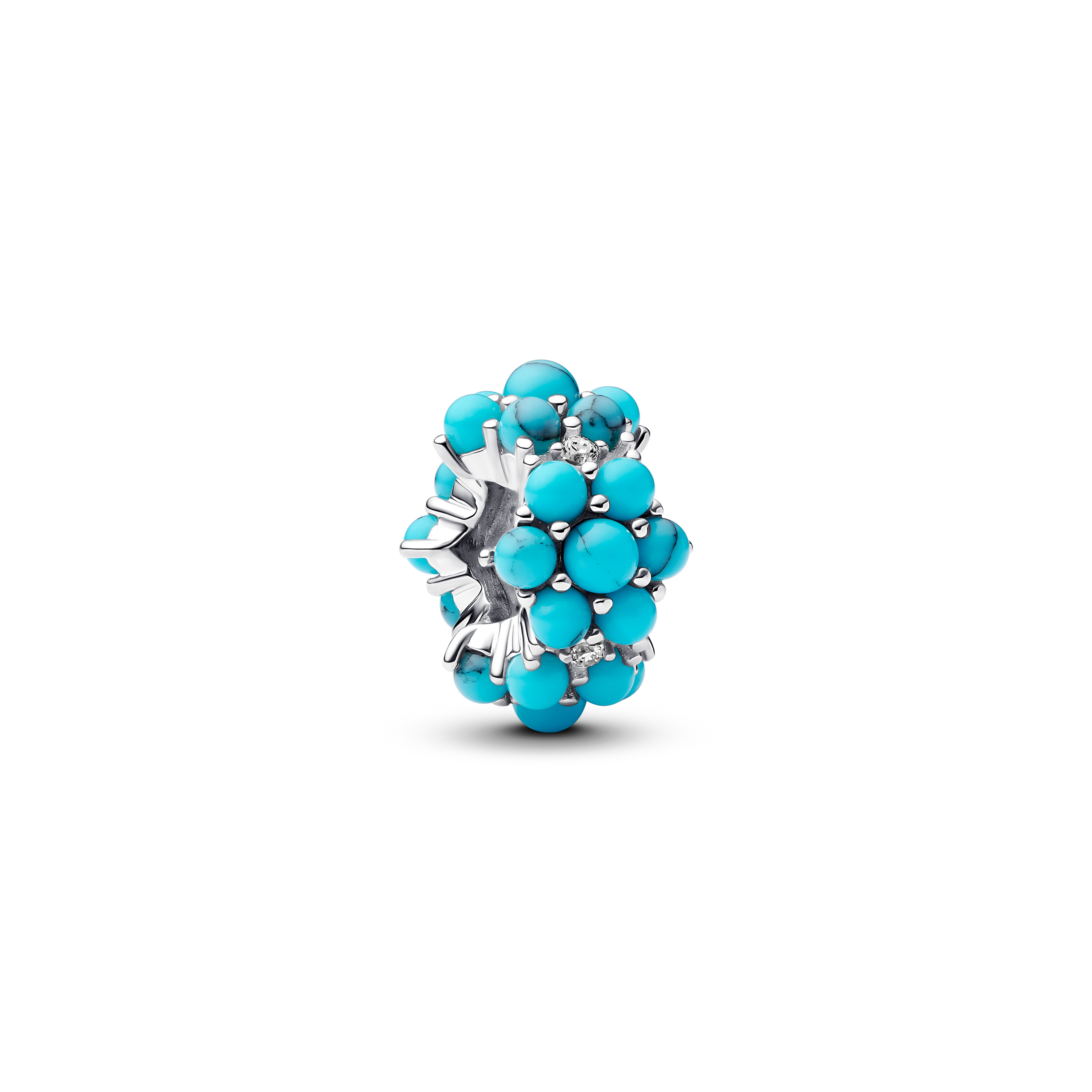 Zilver bedel met aqua blauw bubbeltjes