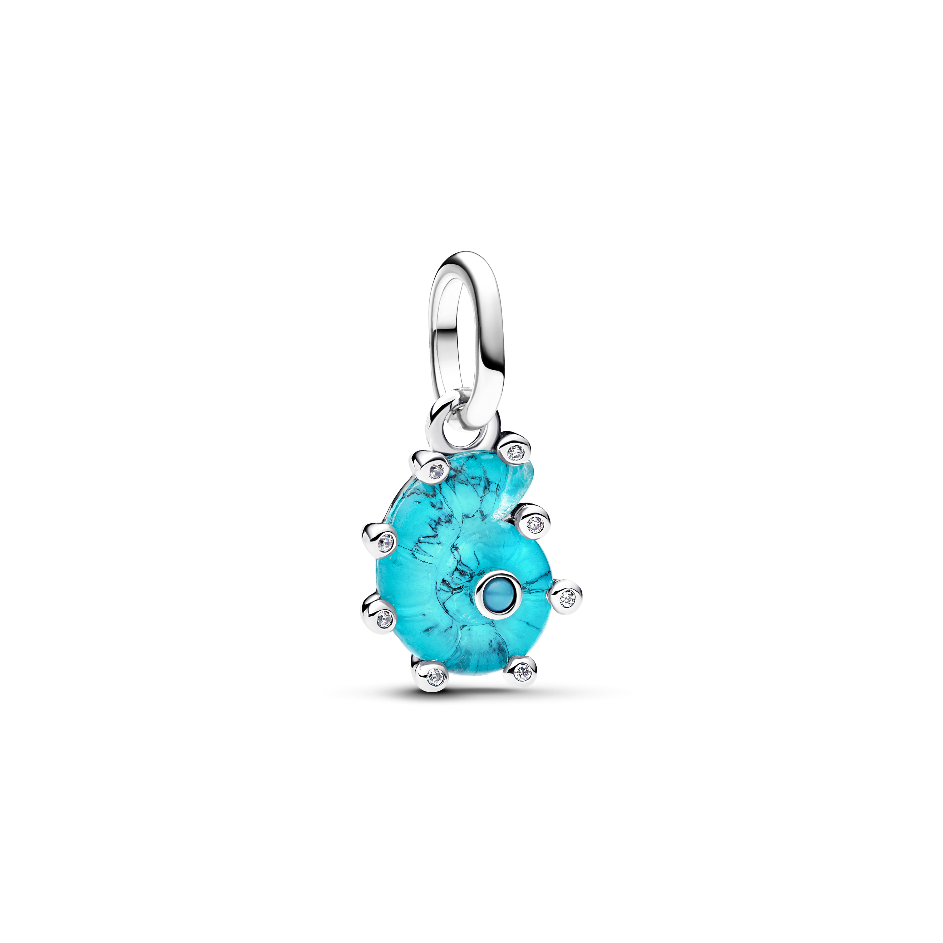 zilveren blauwe slakhuis schelp met zirkonia 