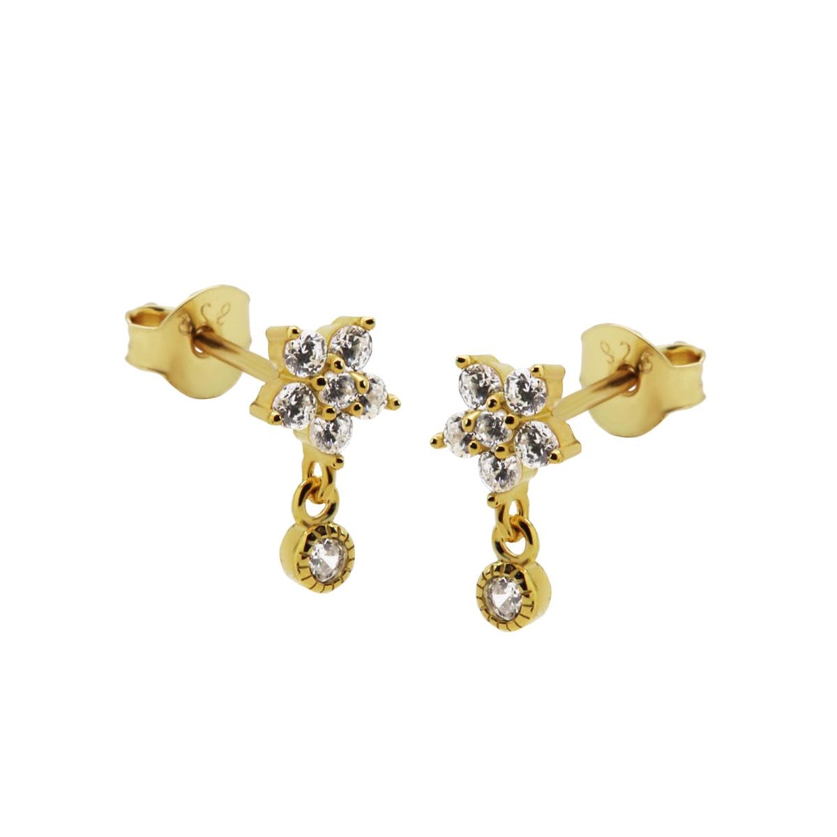 Dit zijn onze Zirconia Bloem Oorstekers. De oorbellen zijn verkrijgbaar in 925 sterling zilver of met een 14K gouden of rosegouden plating.
