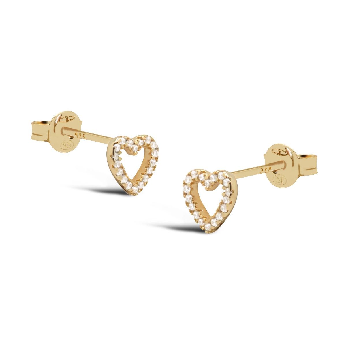 Karma Zirconia Earstuds SHINEY Heart Goldplated 