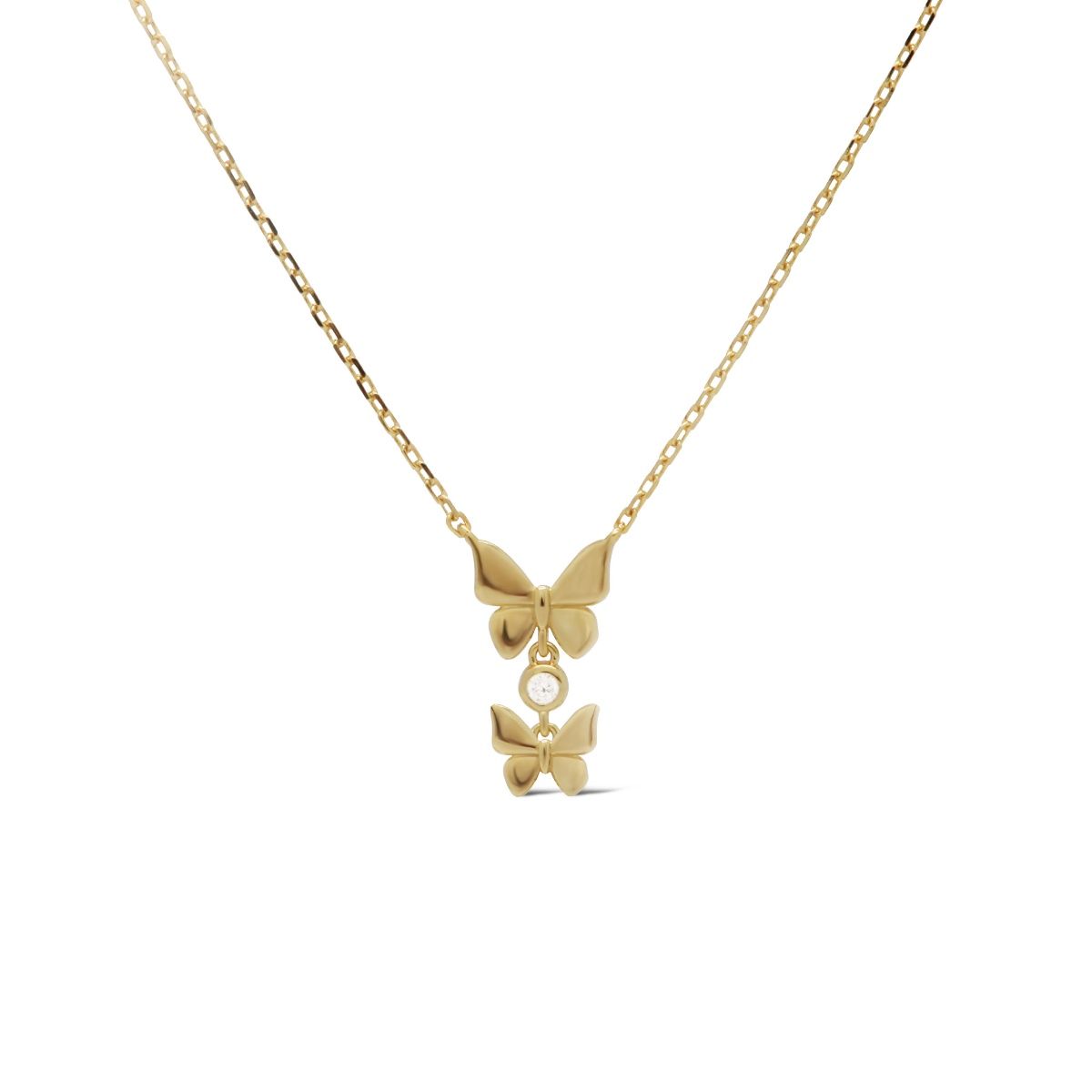 zilveren Karma collier,  FONE Butterfly Goldplated