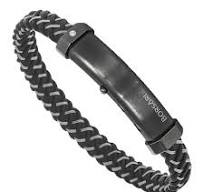 Borsari Armband zwart Monte Carlo Staal / leer/  Diamant