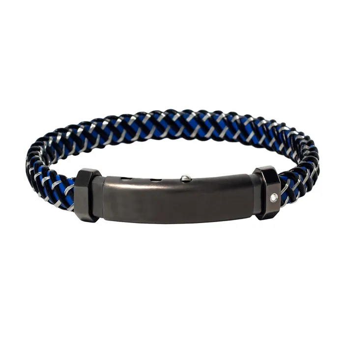 Borsari Armband blauw Monte Carlo Leer Met Staal En Diamant