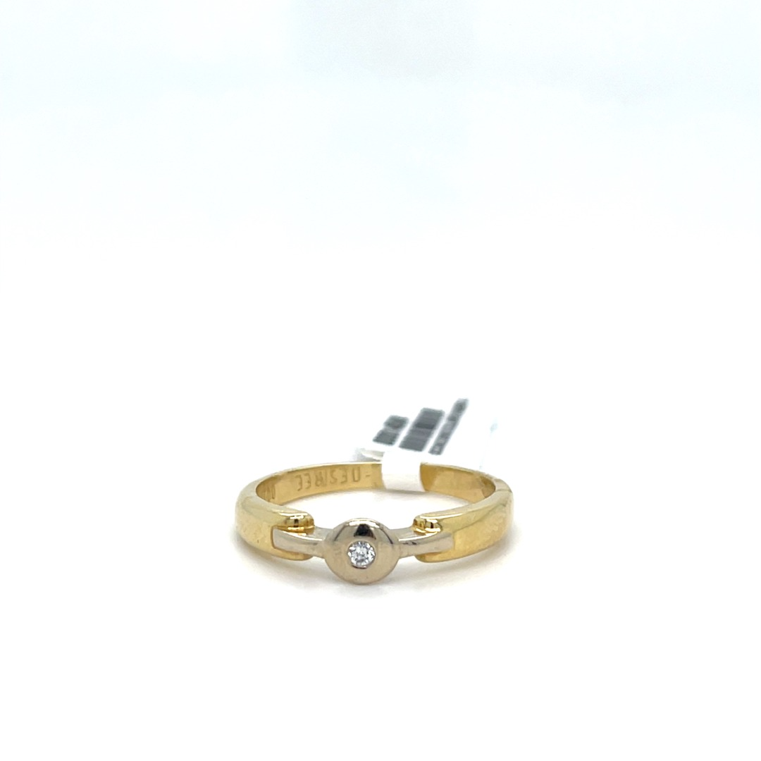 Occasion bicolor 14 karaat gouden ring met briljant diamant