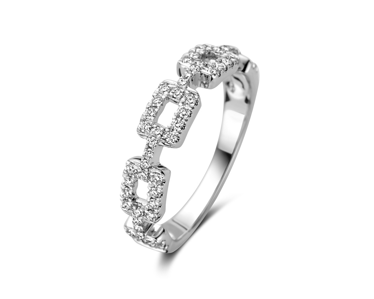 Wit gouden ring van de collectie davice met 0.32ct briljant en certificaat