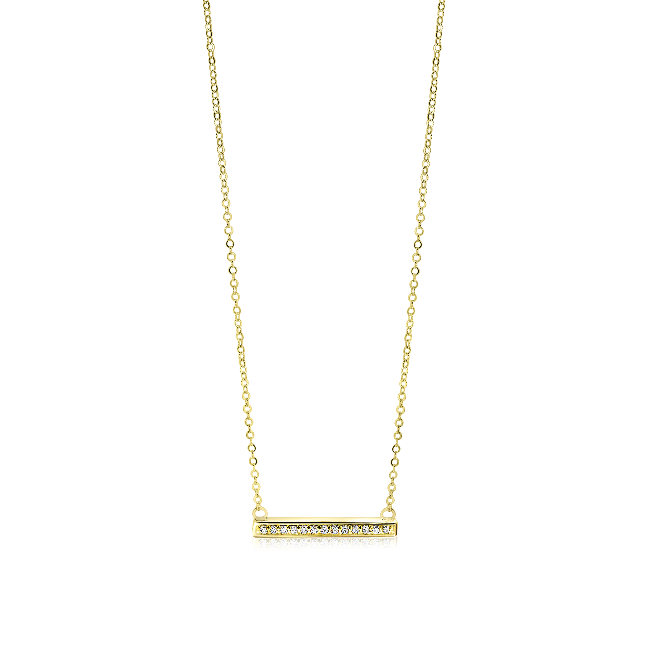 ZINZI Gold 14 karaat gouden collier staafje wit 45cm ZGC182