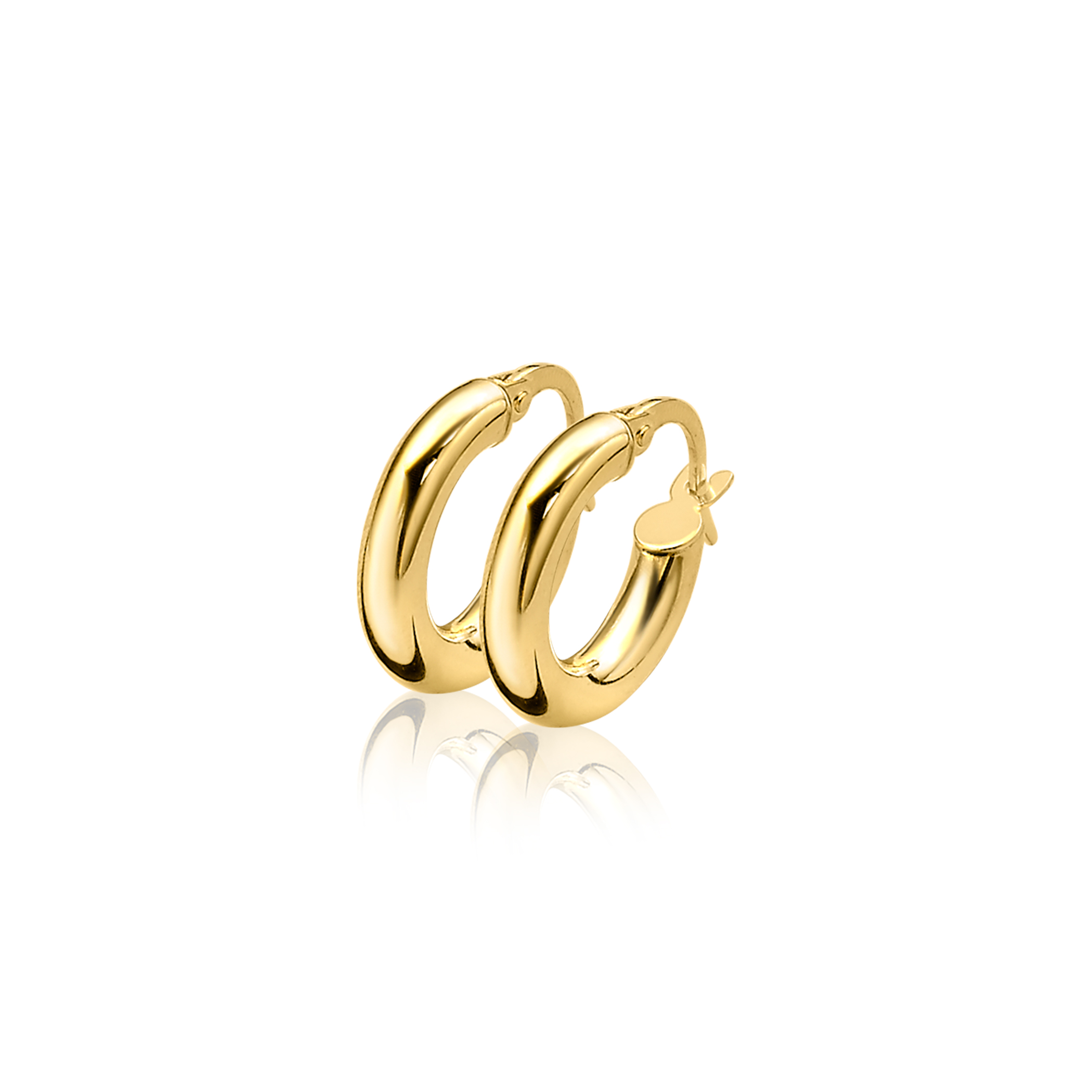 ZINZI Gold 14 karaat gouden oorringen ronde buis 13 x 3mm ZGO129