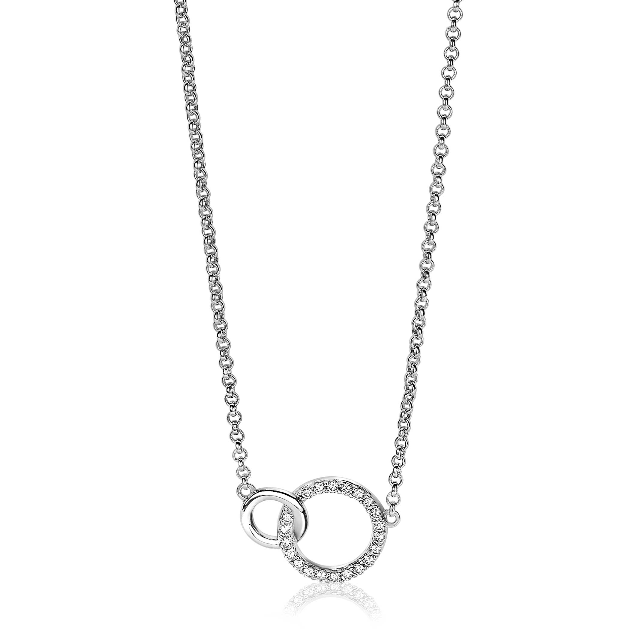 Bent u op zoek naar een prachtig collier? Dan is dit Zinzi ZIC1782 collier zilver 2 ronde vormen 42-45 cm echt iets voor u. Dit verfijnde collier is een plaatje. De lengte is 42-45 cm. 