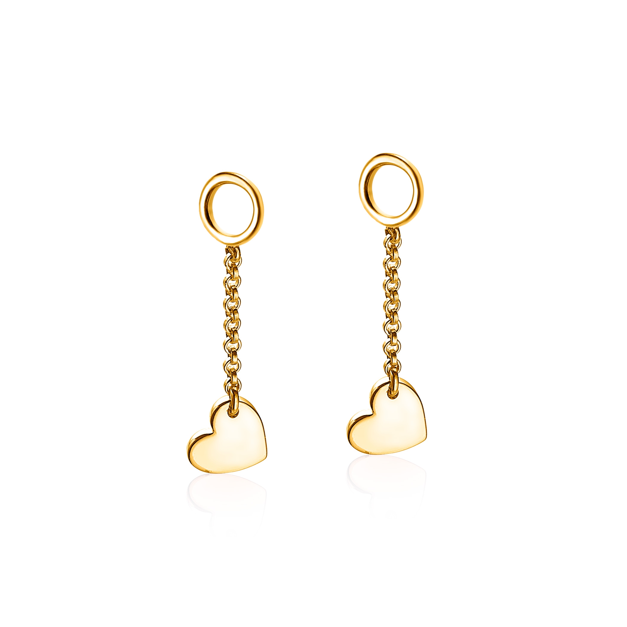 ZINZI zilveren oorbedels geel verguld met een glad hartje, sierlijk hangend aan een jasseron ketting. Hang deze oorbedels aan je zilveren ZINZI oorringen. De oorringen zijn niet bij de prijs inbegrepen. Vervaardigd van eerste gehalte zilver (925) en met extra geelgoudkleurige laag.