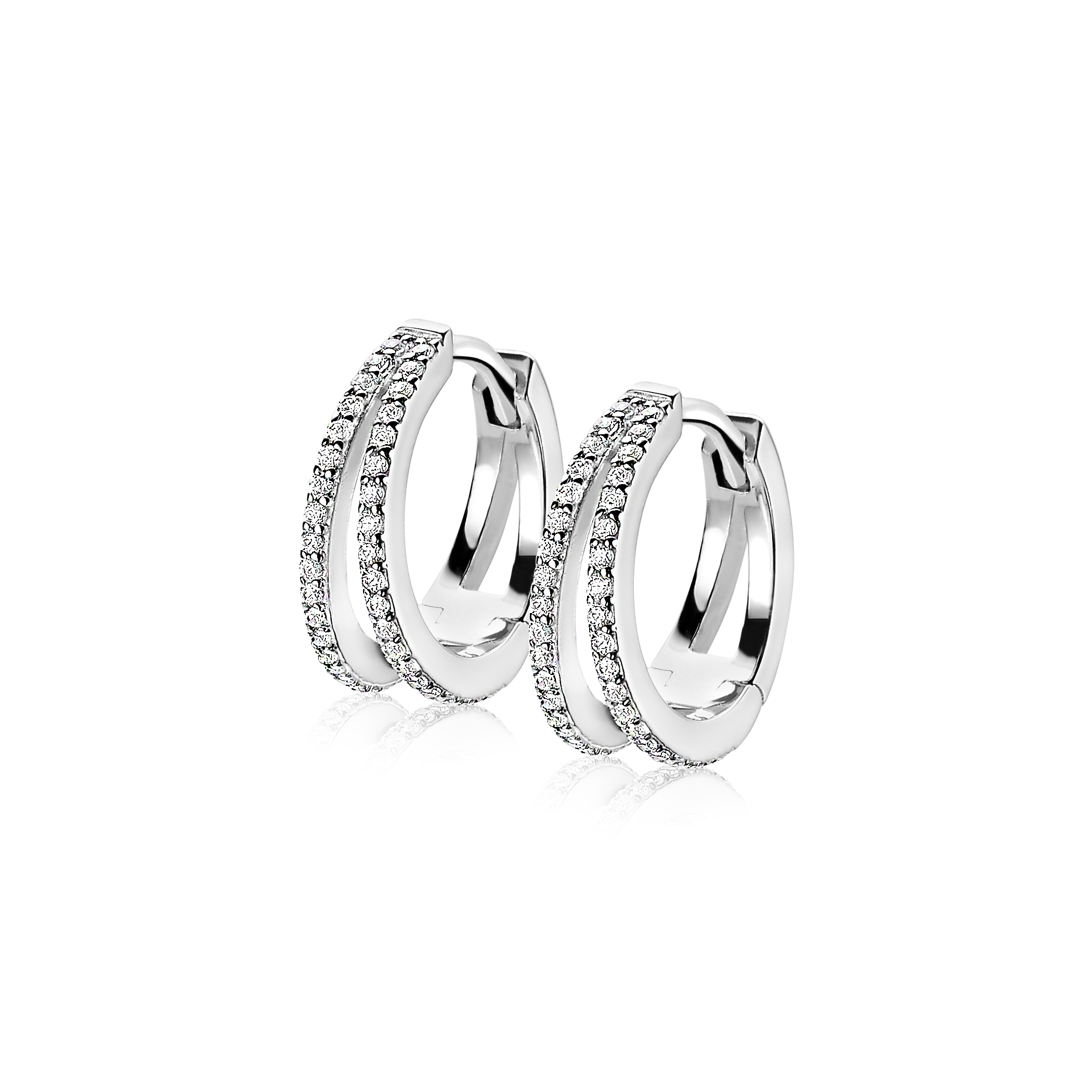 ZINZI zilveren oorringen 2 banen open wit 16x5mm met luxe klapsluiting ZIO1482