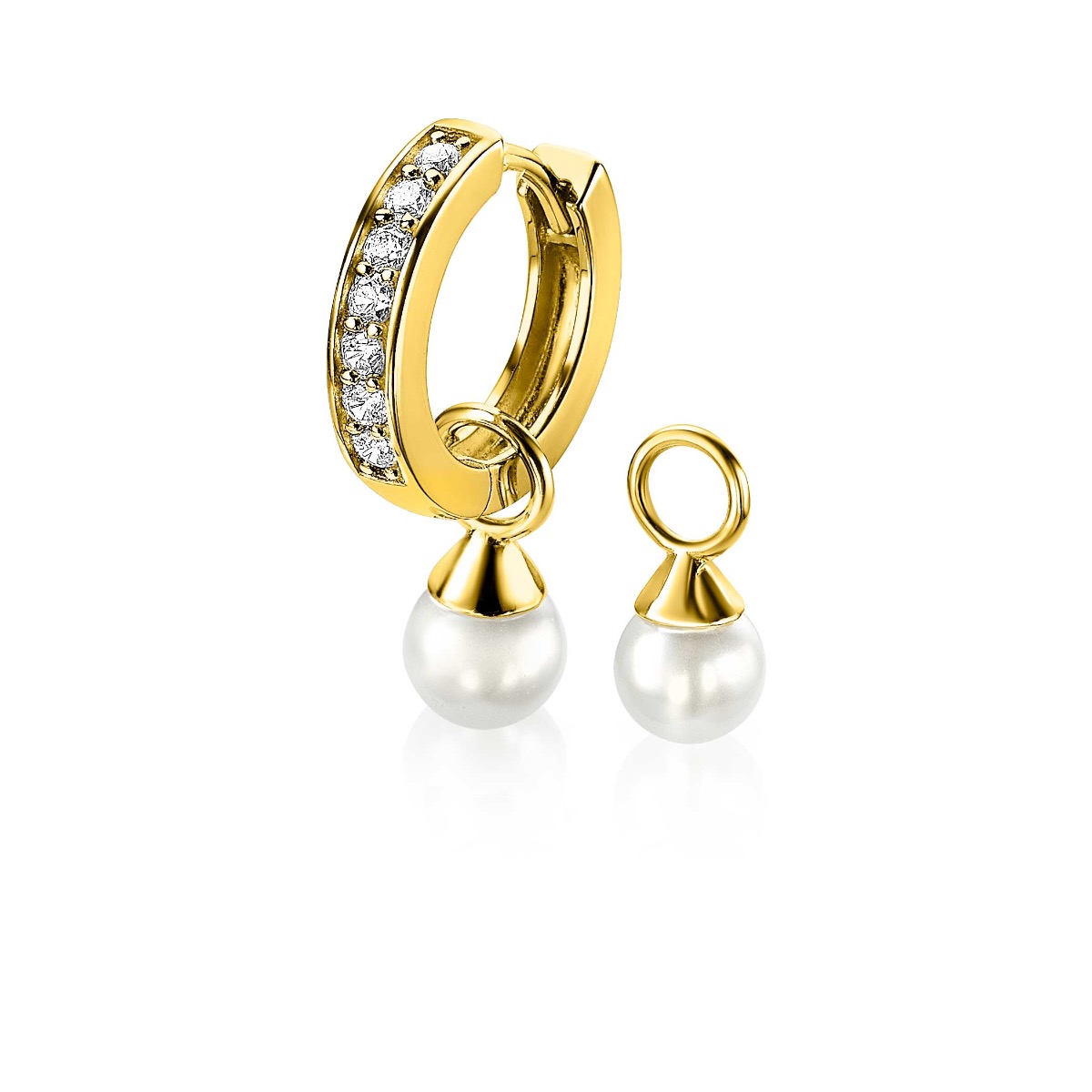 ZINZI gold plated zilveren oorbedels met witte parels. De parel is 6mm groot. Hang ze sierlijk aan je zilveren Zinzi oorringen. De oorringen zijn niet bij de prijs inbegrepen. Vervaardigd van eerste gehalte zilver (925) en met extra 14K geel vergulding.