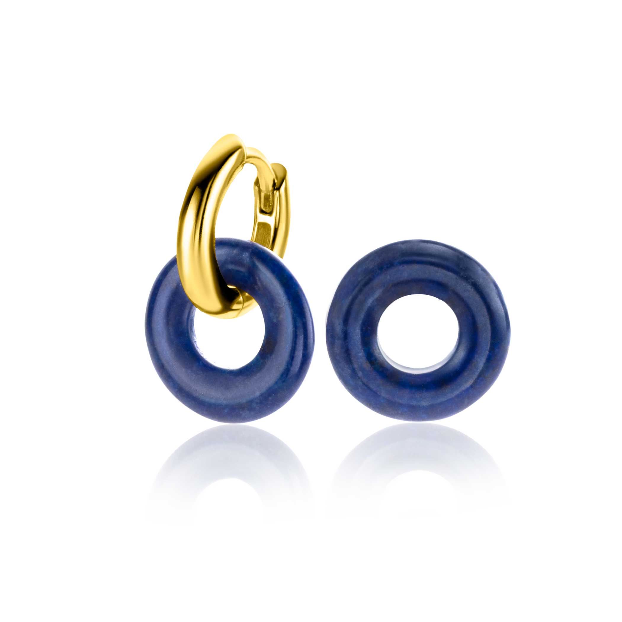 12mm ZINZI oorbedels rond met lapis lazuli edelsteen (excl. oorringen)