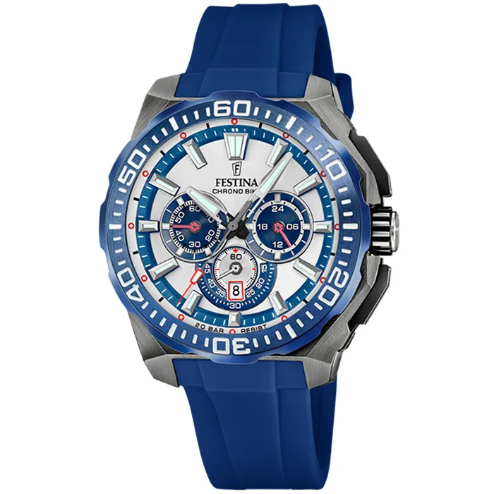 Het Festina F20725/4 horloge voor heren is een iconisch stuk uit de prestigieuze Chrono Bike-collectie. Dit elegante horloge vertegenwoordigt de ideale fusie van design en prestatie, speciaal ontworpen voor de moderne man die precisie en esthetiek waardeert. Festina Watches komt ook dit jaar weer met de opvolgers van de Tour de France horloges. De accenten vanuit de wielersport zijn subtiel terug te vinden in de CHRONO BIKE 2025. Het quartz horloge is leverbaar in verschillende kleuren. De Chrono Bike Festina Watches zijn echte collectors items.