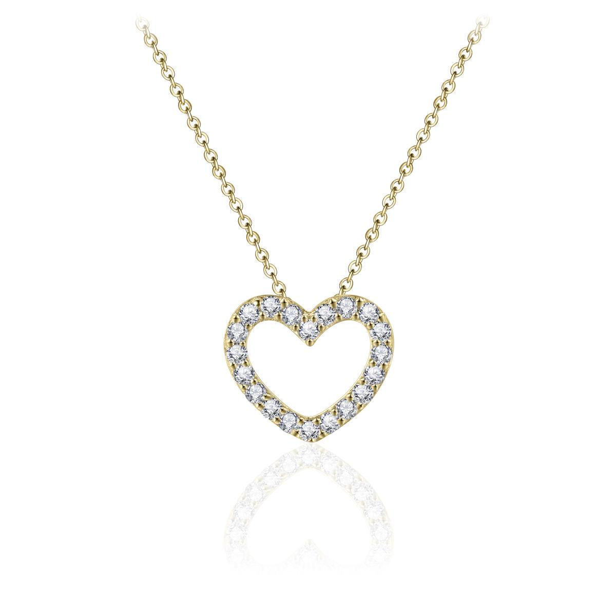 Zilver Verguld Collier met Hartje met Zirkonia N1024Y-42+5