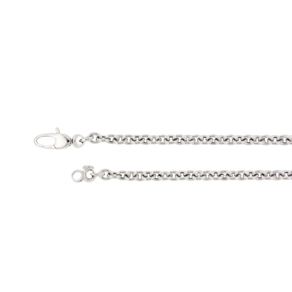 VKJ0980 14k witgouden ovale anker schakel armband met een cartier sluiting, 19,5 cm lengte