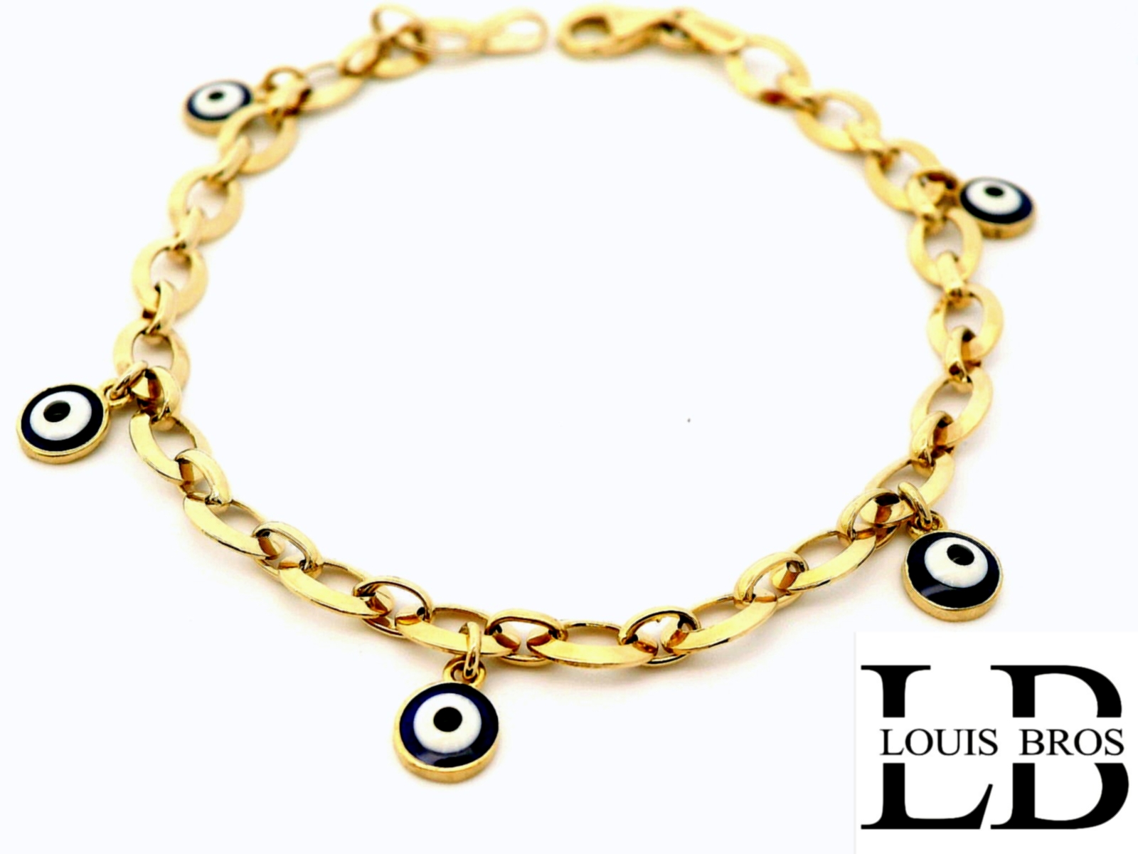Deze schattige armband is gemaakt van 14 karaat geelgoud (4.05 gr) en speciaal ontworpen voor meisjes. De armband is voorzien van vrolijke, bewegende bedeltjes in de vorm van het klassieke “boze oog” – een eeuwenoud symbool dat staat voor bescherming en geluk.

De glanzende schakels geven de armband een elegante uitstraling, terwijl de speelse hangers zorgen voor een charmante en eigentijdse touch. Perfect als bijzonder cadeau voor een verjaardag, doop of andere mijlpaal.

Kenmerken:

Materiaal: 14 karaat geelgoud

Design: Glanzende schakels met hangende 'boze oog'-bedeltjes

Doelgroep: Meisjes

Betekenis: Bescherming en geluk

Sluiting: Veilige karabijnsluiting

Stijl: Speels, stijlvol en betekenisvol