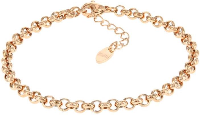 L0000234 14k roségouden jasseron 4.0mm schakel armband(zonder verlengstuk) 19cm lang