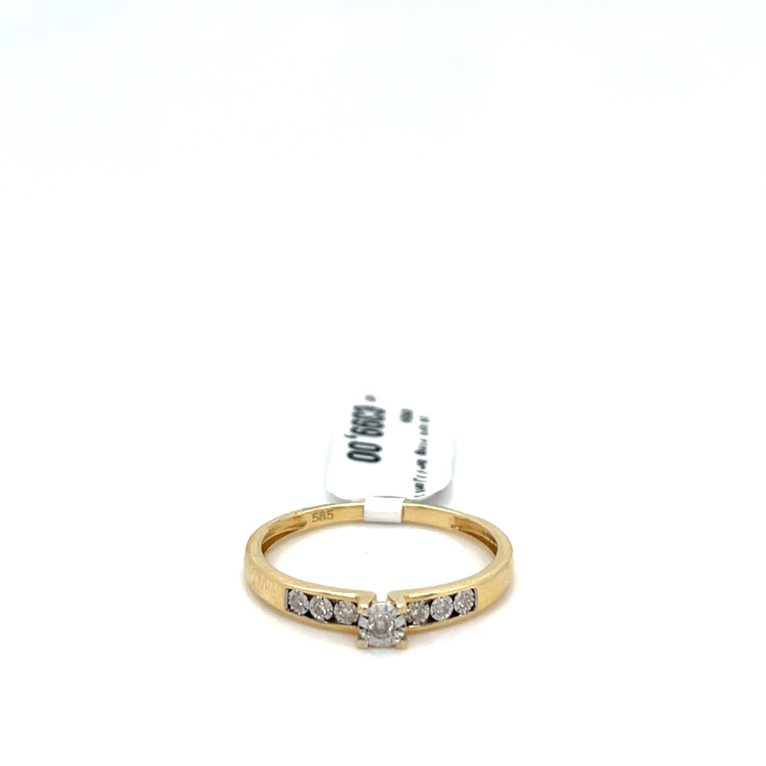 occasion ring 14 karaat goud met briljant en zijstenen