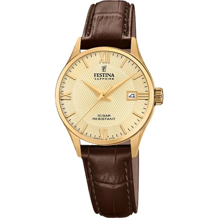 Festina dames uurwerk met lederen band 