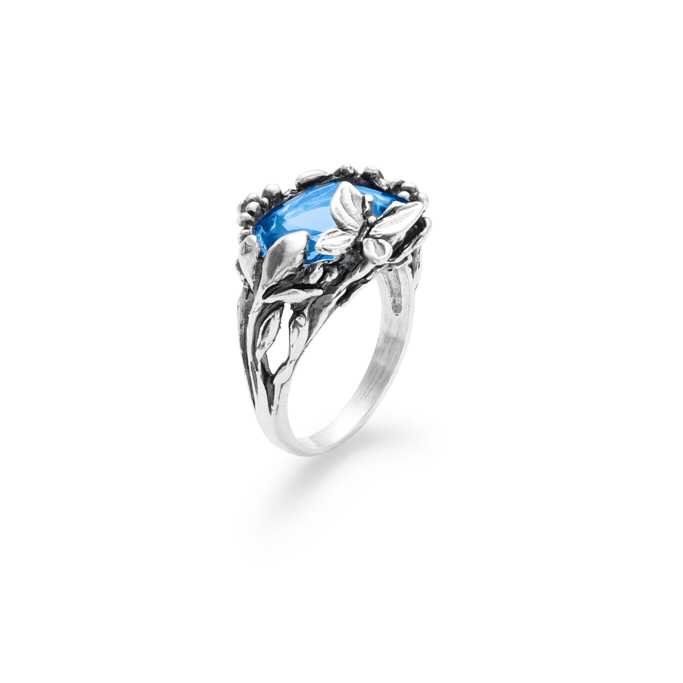 Sterling silver with sapphire-coloured quartz
Oval stone 1.4 cm
Handmade in Italy