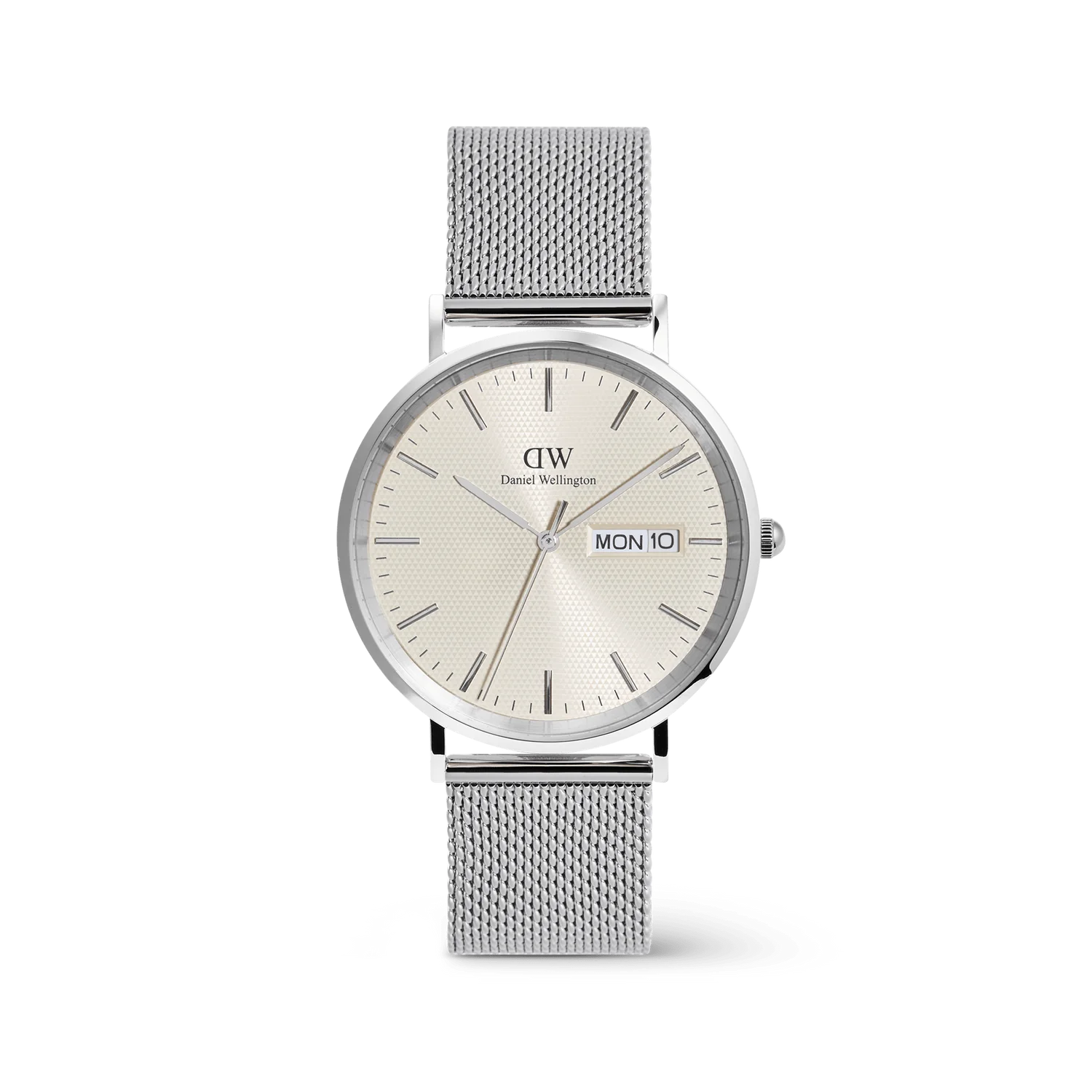 De Daniel Wellington Horloge Classic Day Date (modelnummer: DW00100828) heeft een elegante zilverkleurige Milanese mesh band en een crèmekleurige wijzerplaat. Gemaakt van nikkelvrij roestvrij staal, is hij waterbestendig tot 3 ATM. De horlogekast is 40mm breed en 8mm dik. Het analoge uurwerk met datumaanduiding maakt het ideaal voor zowel formele als alledaagse gelegenheden.
