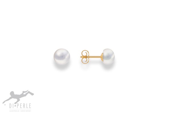 14k Gouden Oorknoppen met Witte Bouton Zoetwater Parel 04455216