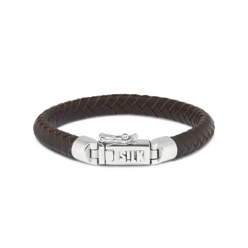 Leren Silk armband model 853BRN in 19cm