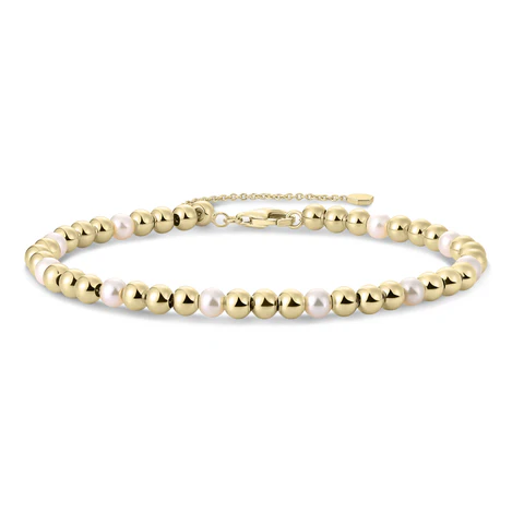 White Gold Plated Beaded Chain Bracelet