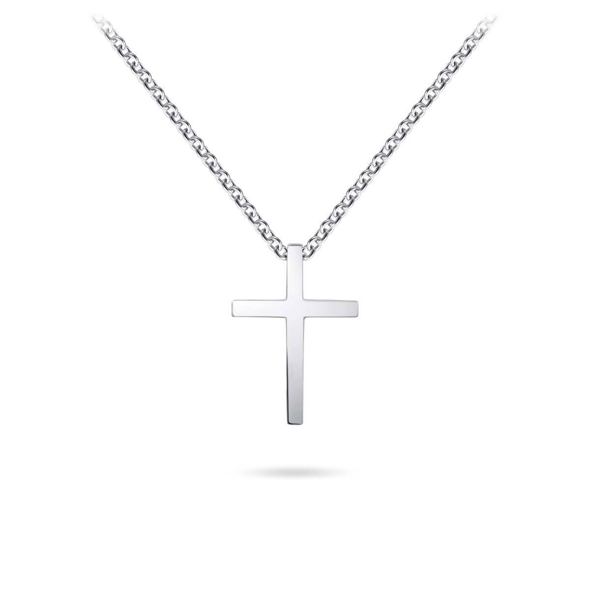 Regligion necklace | Polished cross 15 mm high | 42 + 5 cm