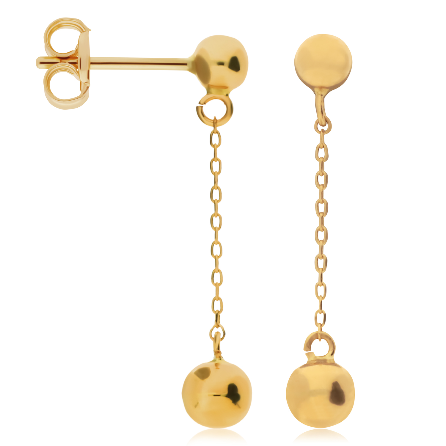 14k geelgouden oorhangers met twee bolletjes