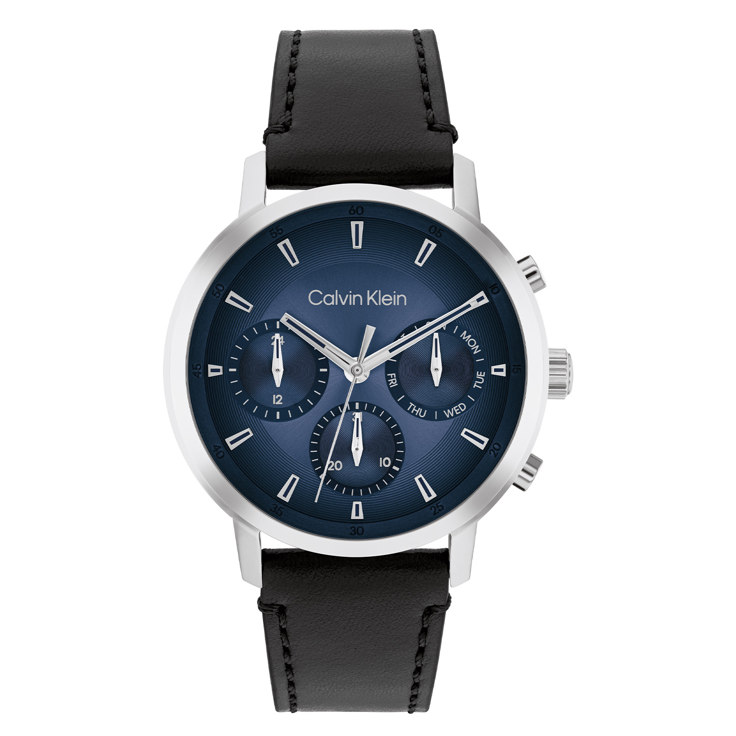 Calvin Klein CK25200497 Heren Gauge Horloge 41mm 
Dit Calvin Klein herenhorloge met nr CK25200497 is een stijlvol ontwerp. De ronde stalen kast heeft een glimmende bezel en een blauwe geborstelde sunray wijzerplaat met een dag, datum en 24-uursaanduiding. Aan de kast zit een zwarte lerenband met een gespsluiting. Het herenhorloge heeft een mineraalglas, een doorsnee van 41mm en is 3ATM.

OVER CALVIN KLEIN
Calvin Klein is een wereldwijd lifestylemerk dat gewaagde, vooruitstrevende idealen en een verleidelijke, vaak minimalistische, esthetiek nastreeft. Calvin Klein werd groot in de jaren 70 door haar mode- en merkjeans collecties. In de jaren 80 lanceerde Calvin Klein haar spraakmakende ondergoed dat uitdrukkelijk van logo ’s voorzien was. Vanwege het grote succes is het merk ook succesvol uitgerold in Accessoires, Parfums, Home, Brillen, Golf, Horloges en Sieraden.
Sinds de oprichting in 1968 door Calvin Klein, heeft het merk haar reputatie opgebouwd als leider in de Amerikaanse mode, dankzij een cleane esthetiek en innovatieve ontwerpen. Calvin Klein wil haar publiek verleiden en inspireren door middel van provocerende beelden en opvallende ontwerpen die prikkelen. 

SPECIFICATIES:
- Mineraalglas
- Stalen kast
- Blauwe wijzerplaat 
- Zwarte lerenband
- Ronde kastvorm, Ø 41mm
- 3ATM