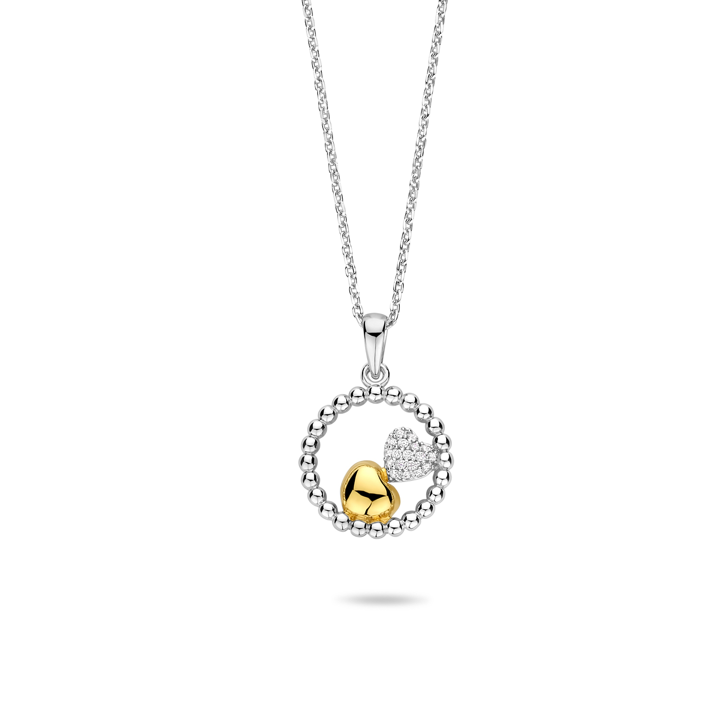Rosa di Luca 624167 Collier met Hanger Rondje met Hartje Verguld  en Zirkonia