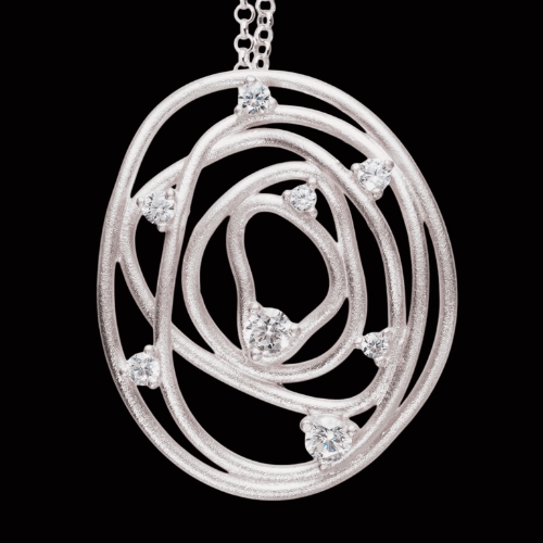 Sanjoya - Zilveren fantasie hanger bezet met 8 fonkelende zirconia's - L0225019.42