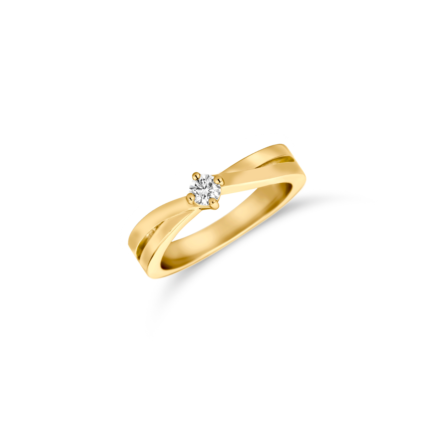 By R&C 14 krt.geel gouden solitair ring model 2014S 0.15crt
Model 2014S