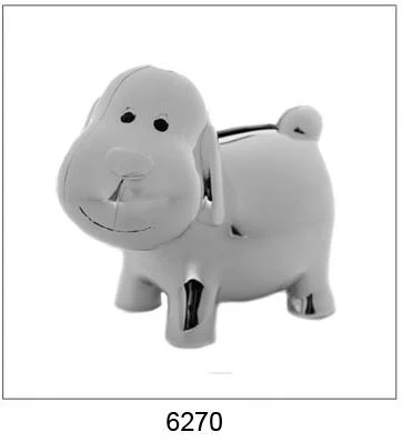 SPAARPOT VERZILVERD HONDJE WG06270