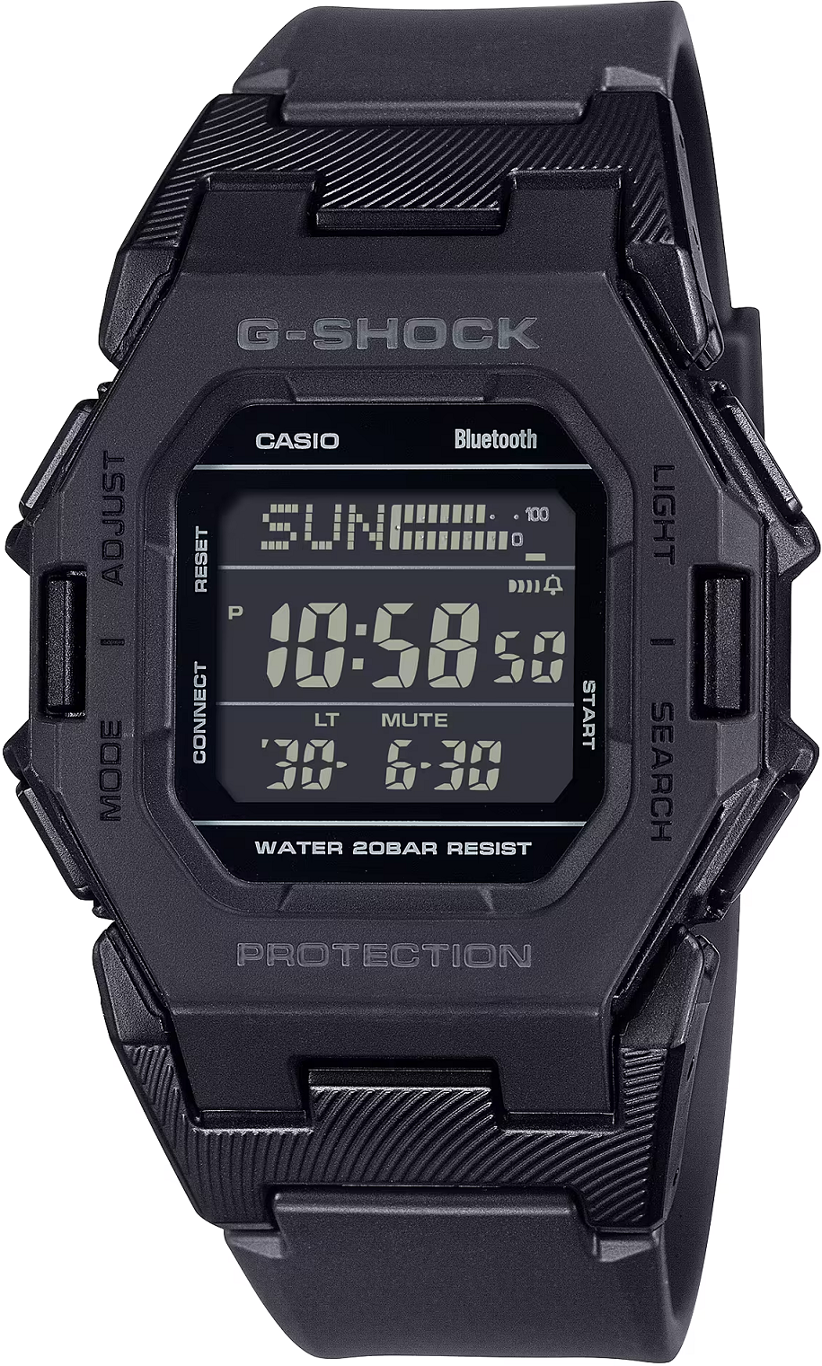 Een compacte G-SHOCK in een opvallend ongecompliceerd ontwerp dat de stijl van de toekomst belichaamt.

De robuuste digitale GD-B500 is kleiner en slanker voor nog meer draagcomfort. Hij levert precies wat je van een horloge verwacht in een minimalistisch ontwerp met een futuristische uitstraling.

De horlogekast heeft een diameter van slechts 46,3 mm en is 11,0 mm slank, waardoor deze G-SHOCK aanzienlijk kleiner is dan eerdere modellen. Zelfs in zo'n klein formaat is hij nog uitgerust met Bluetooth en een stappenteller om gemakkelijk je dagelijkse activiteiten bij te houden.

De GD-B500 is uiterst stijlvol en laat zien wat er allemaal mogelijk is met G-SHOCK.
