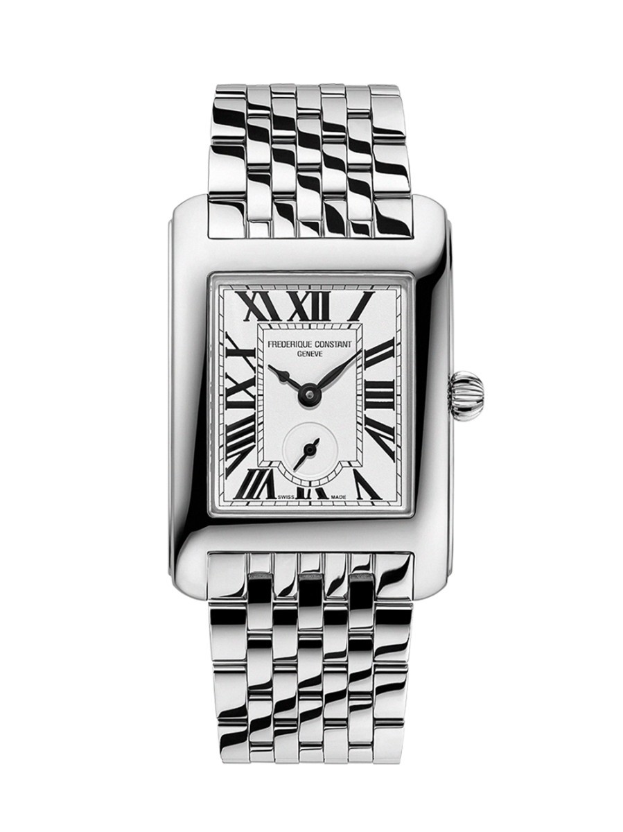 De Frederique Constant FC-235S2C6B Classics Carree Small Seconds is een elegante polshorloge met een klassiek design en kleine secondenwijzer. Perfect voor formele gelegenheden of dagelijkse elegantie. Draag deze horloge met een nette outfit voor een tijdloze en verfijnde uitstraling. Het is een stijlvol accessoire dat uw pols sierlijk complimenteert.
