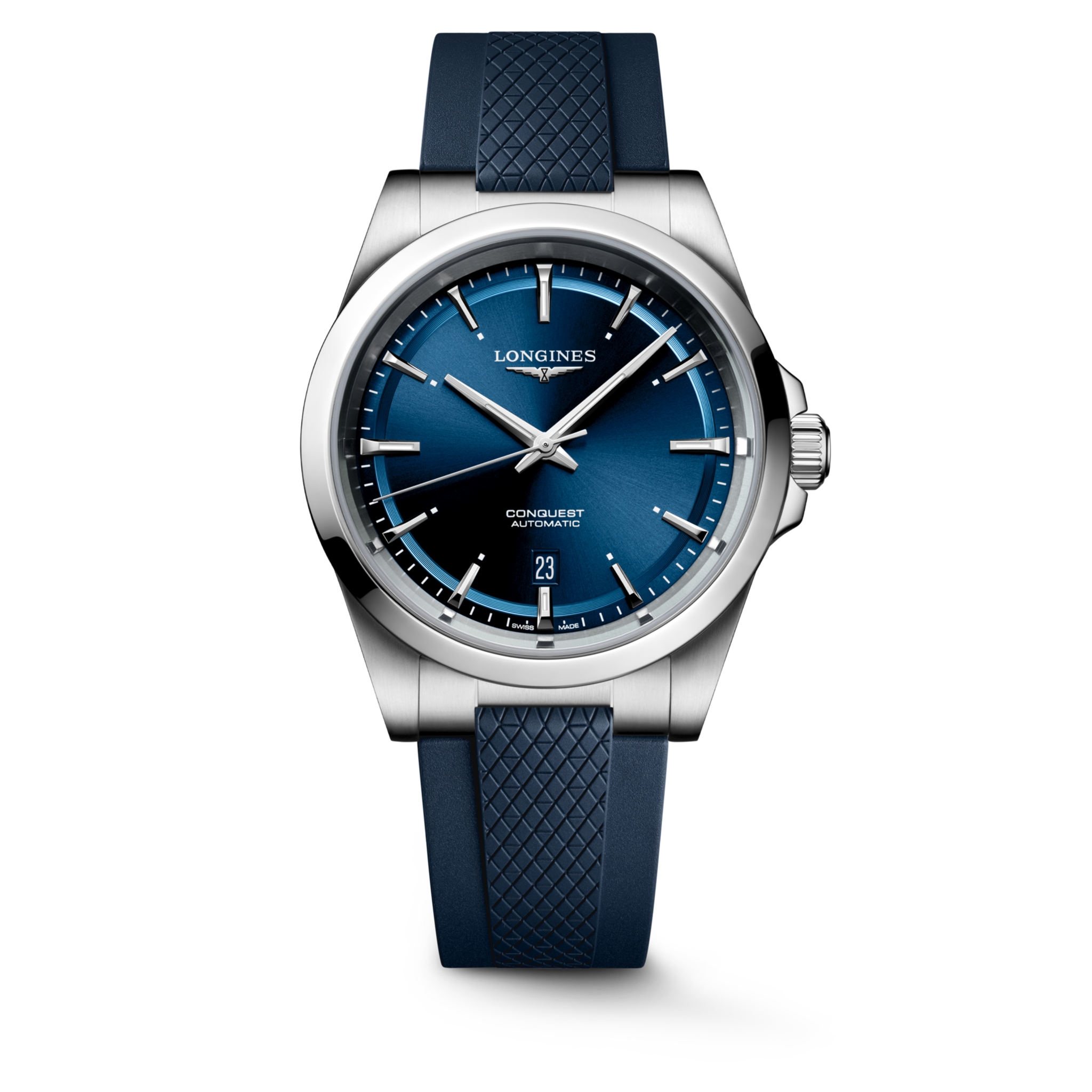 Dit Longines horloge behoort tot de Conquest collectie.
Referentienummer: L3.830.4.92.9 

Dit Longines horloge is voorzien van een automatisch L888 uurwerk met een gangreserve van 72 uur. De kast is gemaakt van roestvrij staal en wordt aangevuld met een blauwe rubberen band. De bijpassende blauwe wijzerplaat is voorzien van witte superluminova waardoor het zelfs in het donker goed afleesbaar is. Het horloge heeft een diameter van 41 mm en is getest op een waterdichtheid van 10 ATM / 100 meter.

Horloges van Longines met automatische uurwerken genieten van een verlengde fabricagegarantie van 5 jaar. Deze langere garantieperiode onderstreept de uitzonderlijke kwaliteit en het vakmanschap van de automatische uurwerken van Longines.