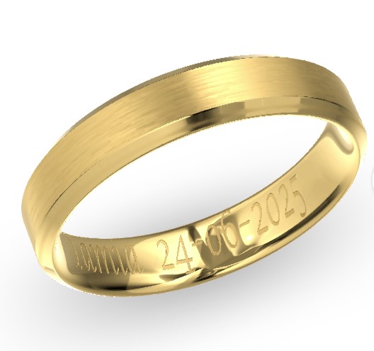 14 Karaat geel gouden trouwring A.S. model 1036 op maat 51 met gravure Tamia 24-06-2025.