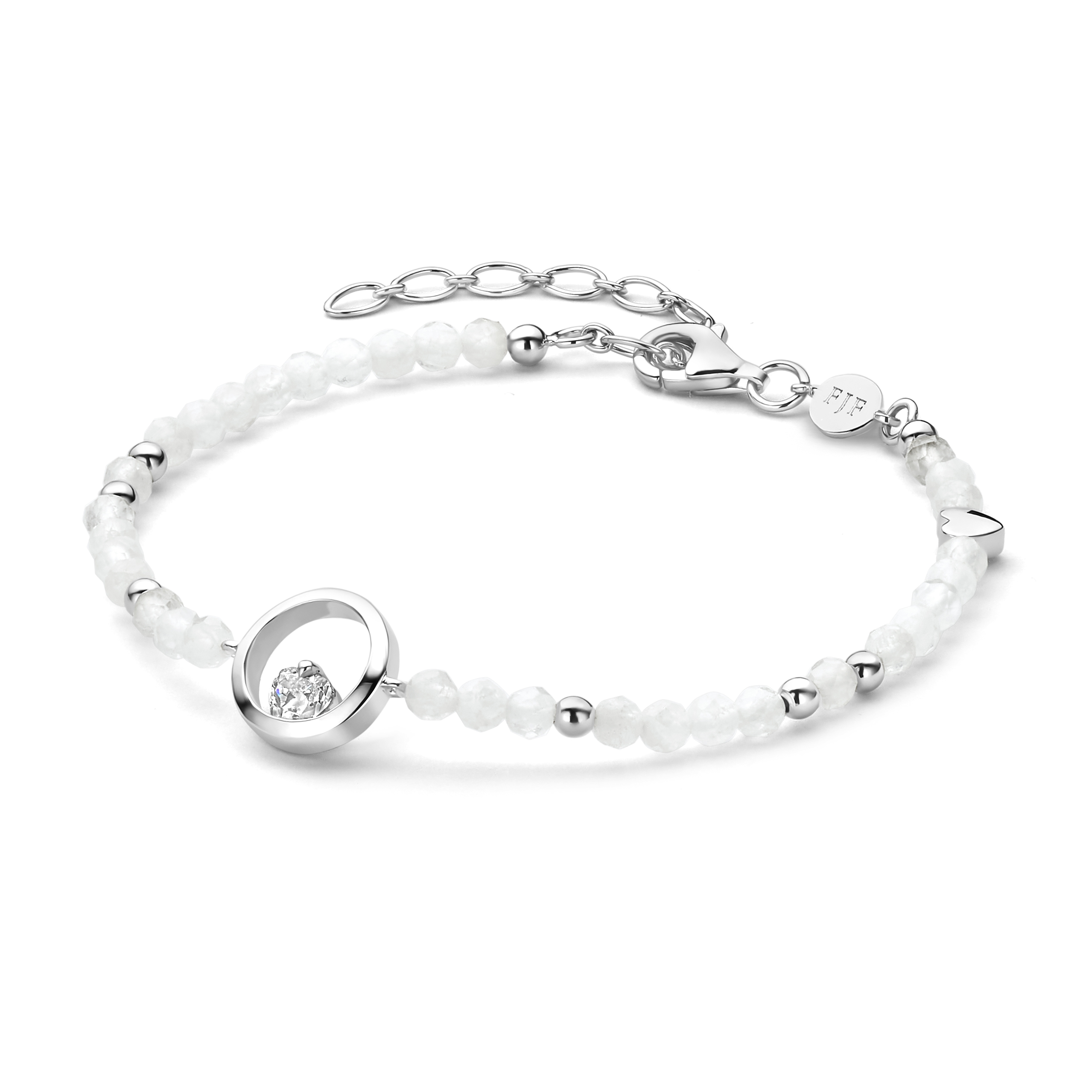 FJF Jewellery armband zilver rainbow moonstone 19 cm