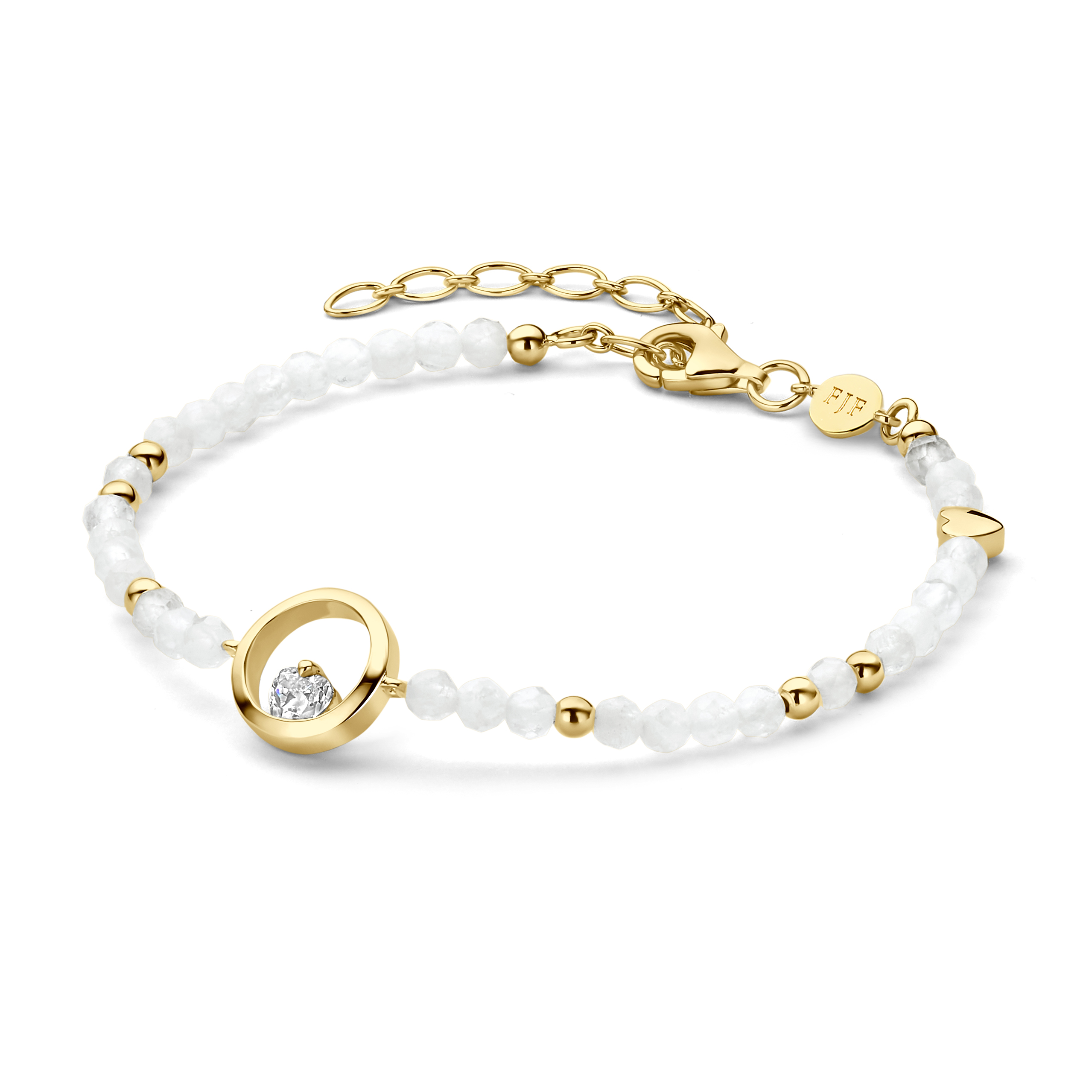 FJF Jewellery armband zilver, goldplated rainbow moonstone