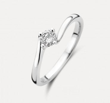 14kt witgouden ring model Fluente met 0.18ct diamant