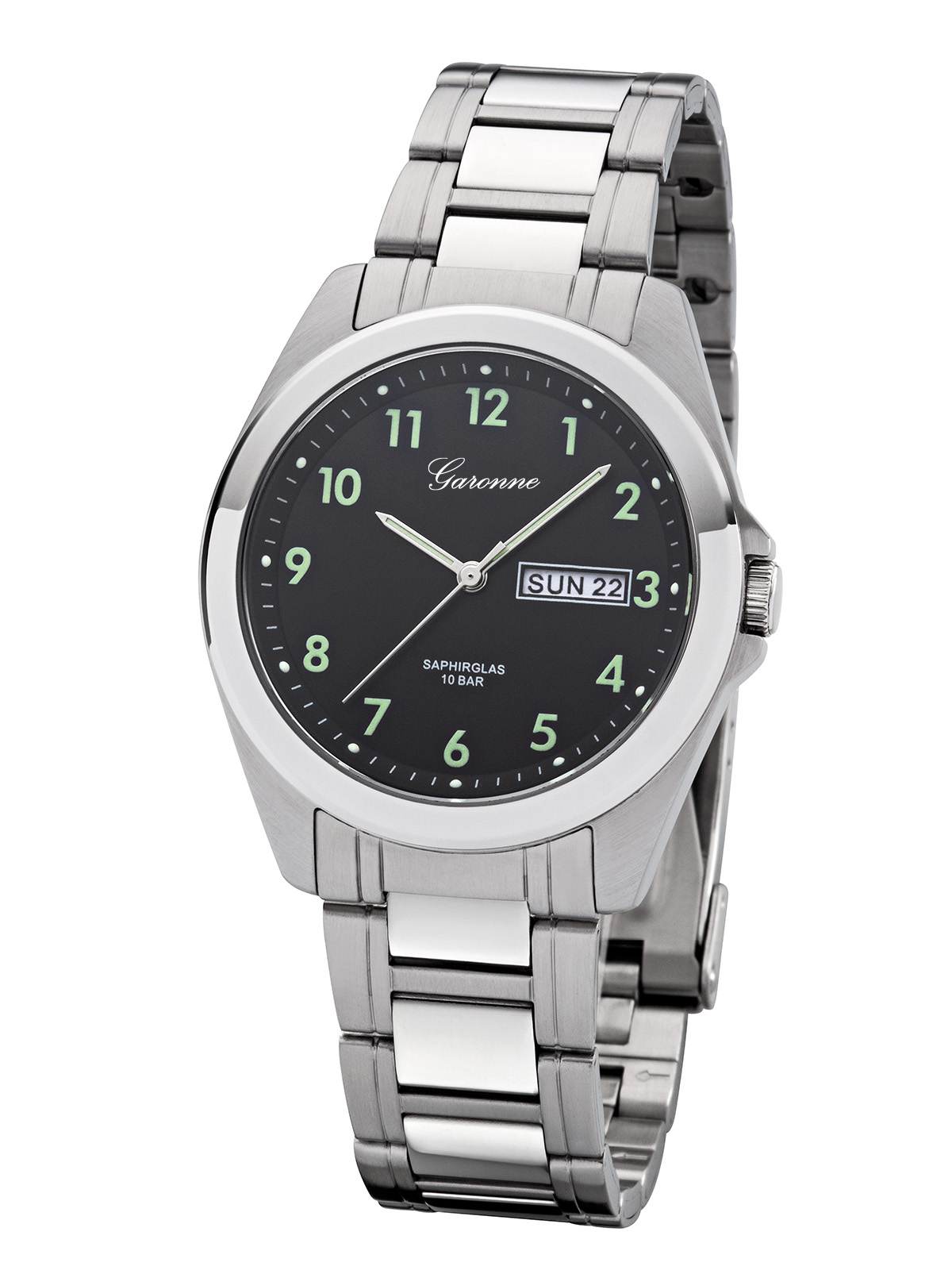 Dit is een horloge van het merk Garonne gemaakt voor heren.