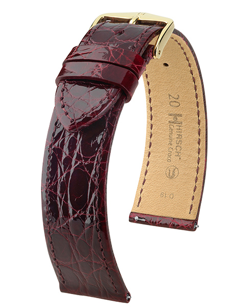 HIRSCH GENUINE CROCO M BURGUNDY SHINY CROCO 18/16MM 18900860-1-18.
De specificaties zijn als volgt:
Bandbreedte: 18
