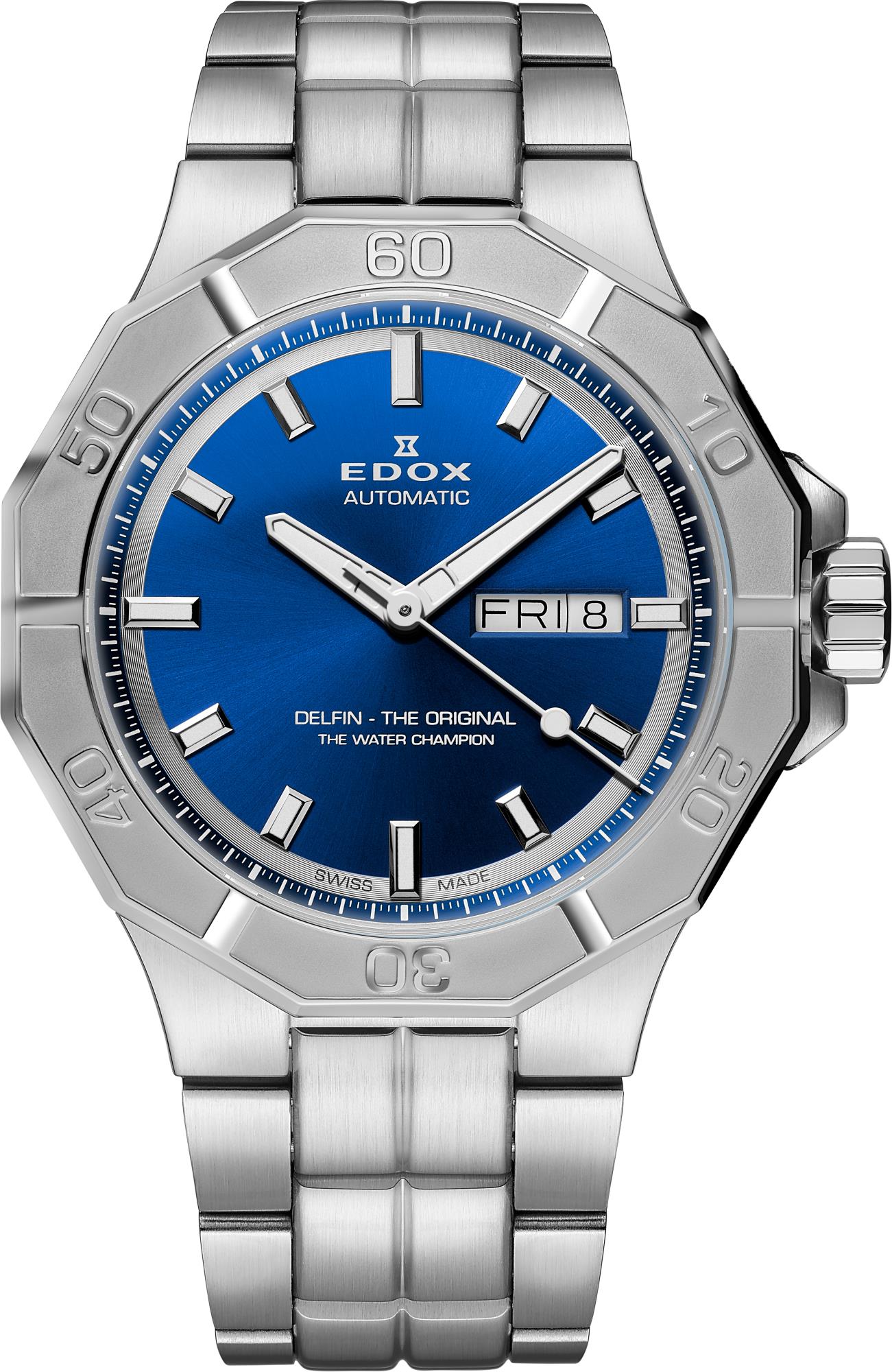 Dit is een horloge van het merk Edox gemaakt voor heren.
De specificaties zijn als volgt:
Kastmaat: 43 mm
Kastdikte: 14,5
Gewicht: 185 gram
Waterdichtheid: 20 ATM / 200 Meter / 660 Feet
Dit horloge heeft de volgende functies/eigenschappen:
Datumaanduiding
Dagaanduiding