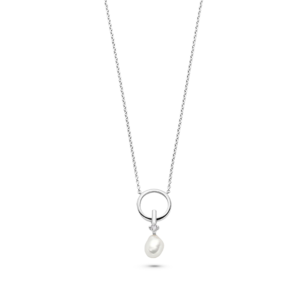 Collier in zilver met zoetwater parel  van het merk FJF 