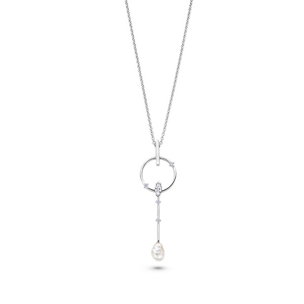 Dit is een collier in zilver met parel van het merk FJF Jewellery 