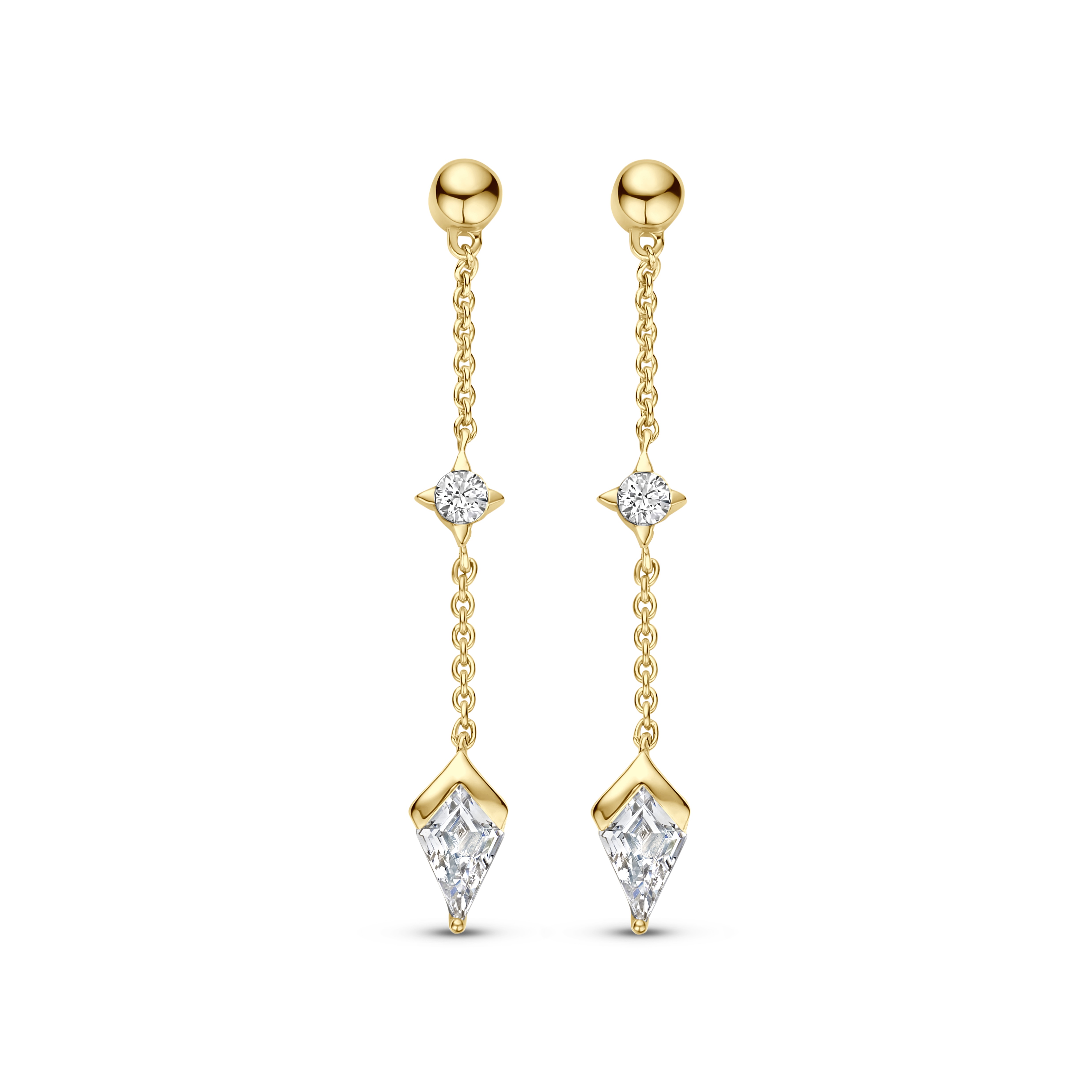 FJF Jewellery oorhangers zilver goldplated met zirkonia's  FJF0030036YWH