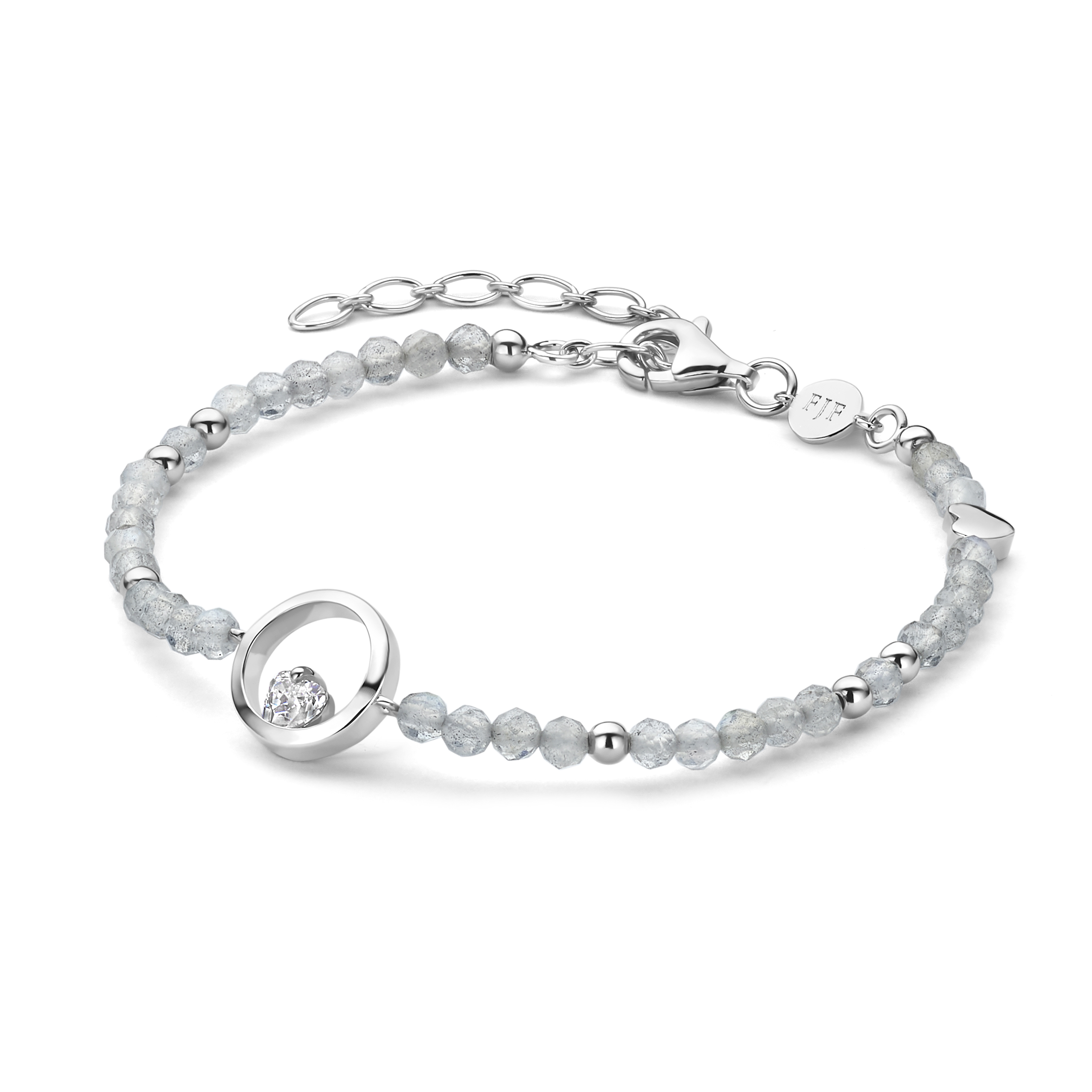 FJF Jewellery armband zilver met labradoriet en zirkonia