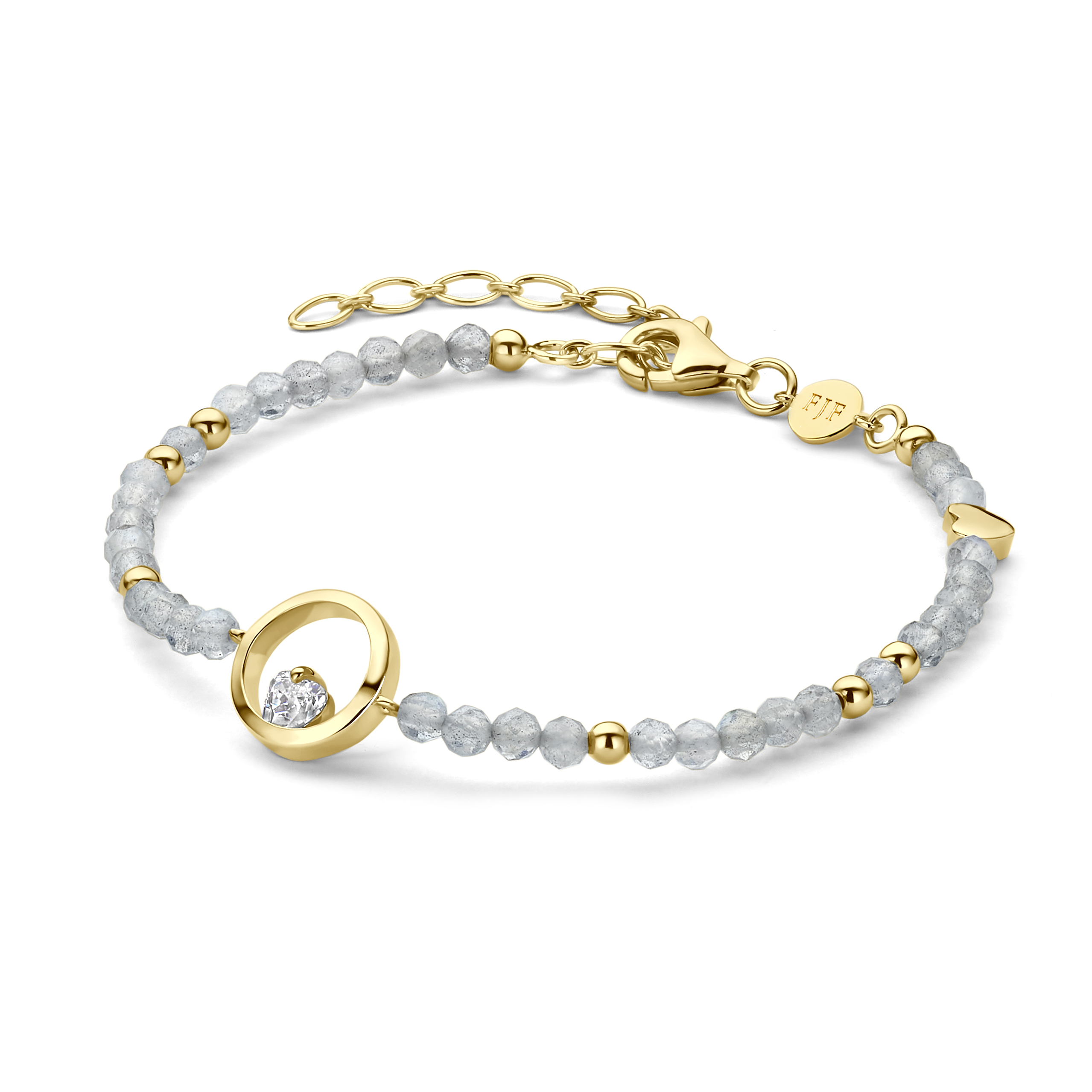FJF Jewellery armband zilver goldplated met labradoriet en zirkonia